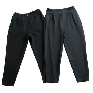 Sage Collective Womens Medium Black Cropped Stretch Athleisure Pants Bundle of 2
